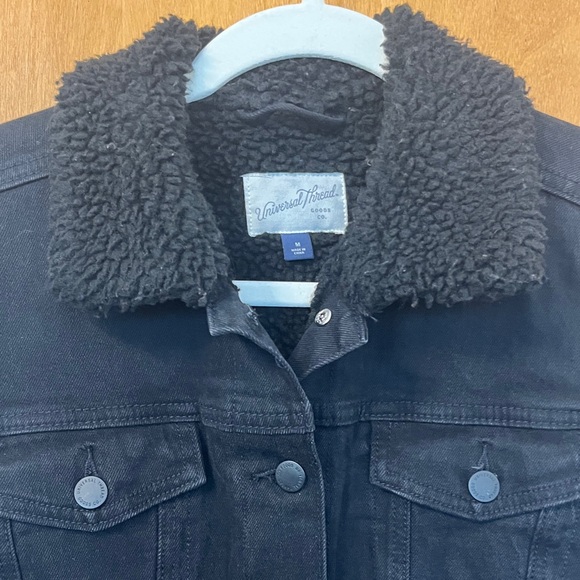 Universal Thread Black Denim Sherpa Lined Jacket NWOT - Picture 3 of 8